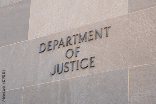 Sign at the United States Department of Justice in Washington, DC