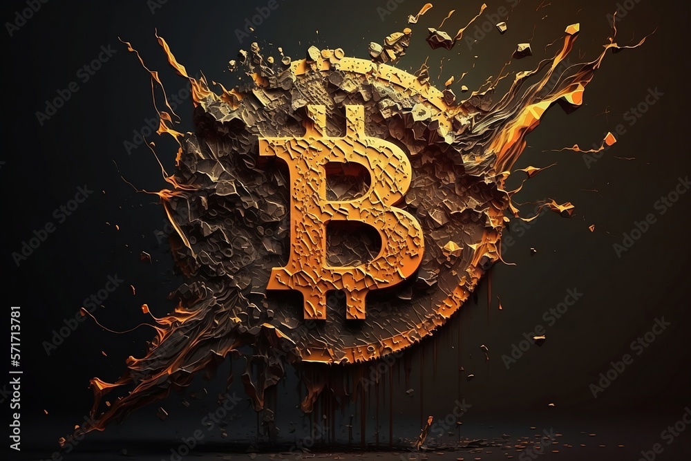 Bitcoin die beliebteste Kryptowährung, dezentral und eine moderne Technologie. 
 - obrazy, fototapety, plakaty 