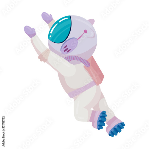 Cosmonaut in different poses. Astronaut in intergalactic space. galaxy. astronauts in space suits with helmets isolated on white background in cartoon style