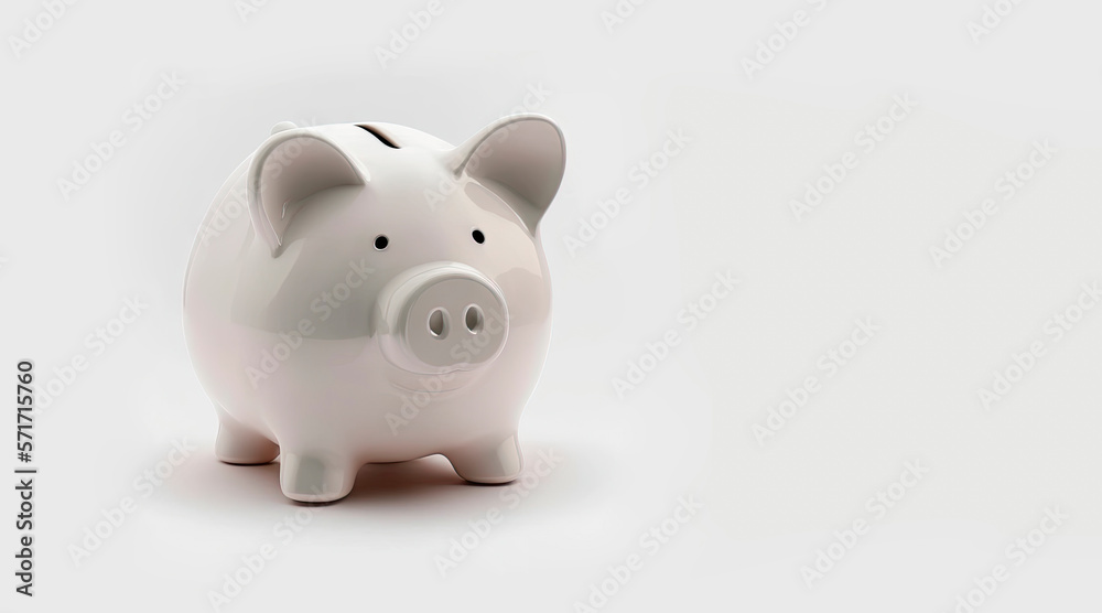 Piggy bank isolated on white. Generative AI Piggy bank isolated on white. Generative AI