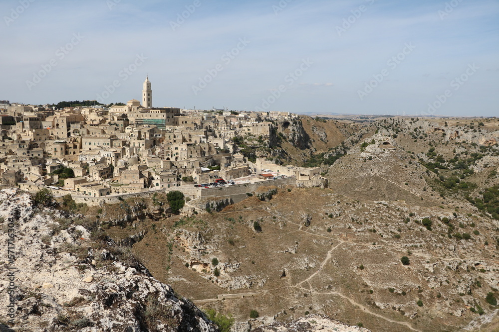 View to Gravina di Matera and old town of Matera, Italy