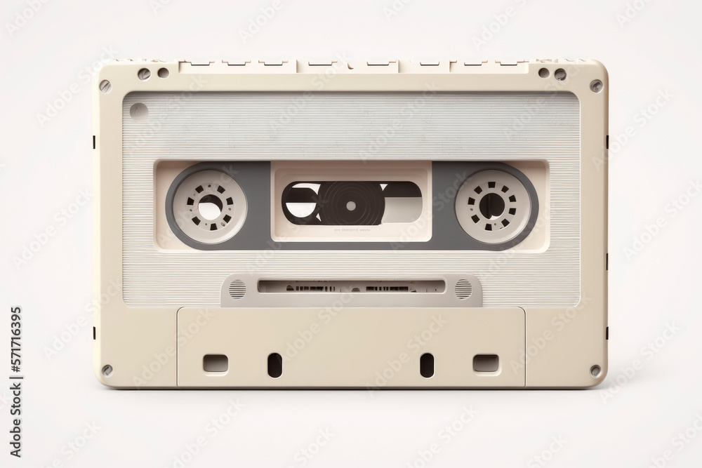 Old cassette tape isolated on white. Generative AI Old cassette tape isolated on white. Generative AI