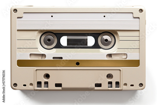 Old cassette tape isolated on white. Generative AI
