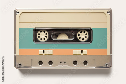 Old cassette tape isolated on white. Generative AI