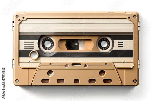 Old cassette tape isolated on white. Generative AI