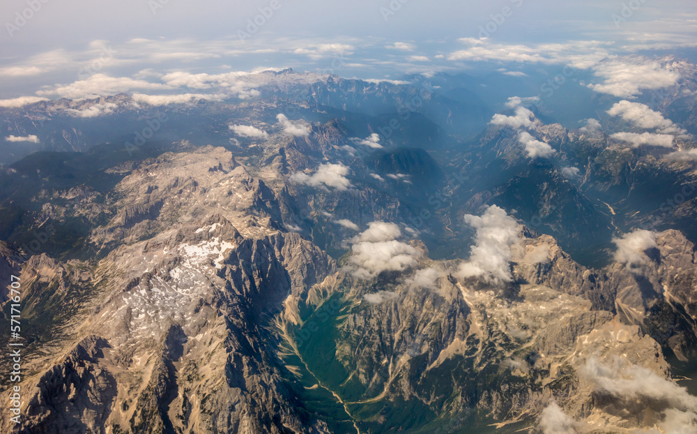 Luftbild von Triglav Berg in den Julischen Alpen, Slowenien