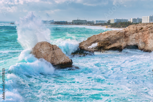 Ayia napa, Lover's bridge in cyprus during a storm photo