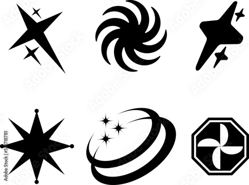 Y2K stars setSet Y2K stars and retro futuristic graphic elements . Vector illustration photo