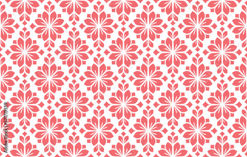 Flower geometric pattern. Seamless vector background. White and pink ornament
