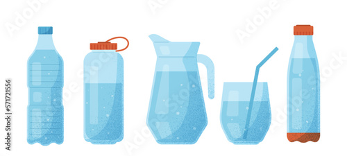 Different containers with water