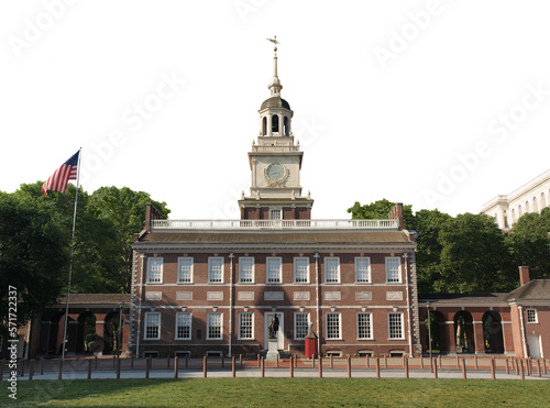 Independence Hall National Historic Park in Philadelphia Pennsylvania with cut out background. photo