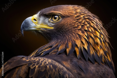 Close-up of a Golden Eagle - Aquila chrysaetos. Generative AI.