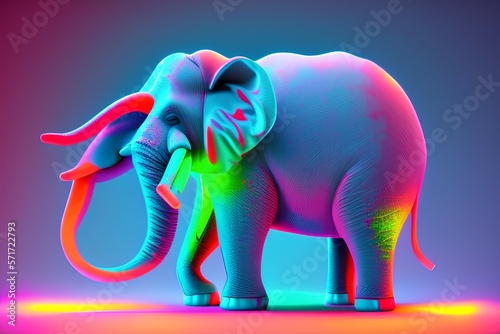 elephant with rainbow - Generate AI
