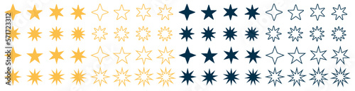 Star vector collection. Golden and Black set. Stars in flat style.