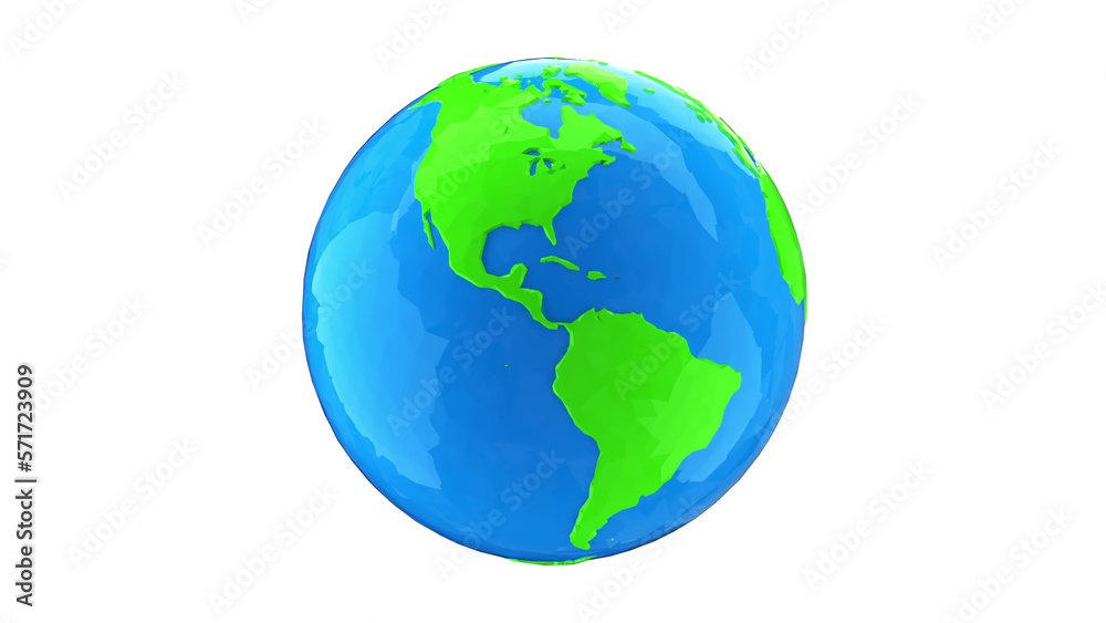 Fototapeta premium Low poly model of the earth globe on a white background.