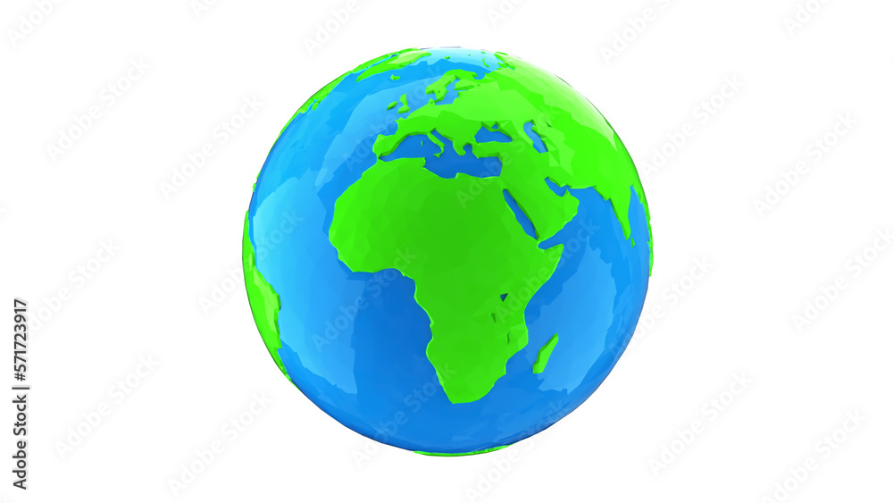 Low poly model of the earth globe on a white background.