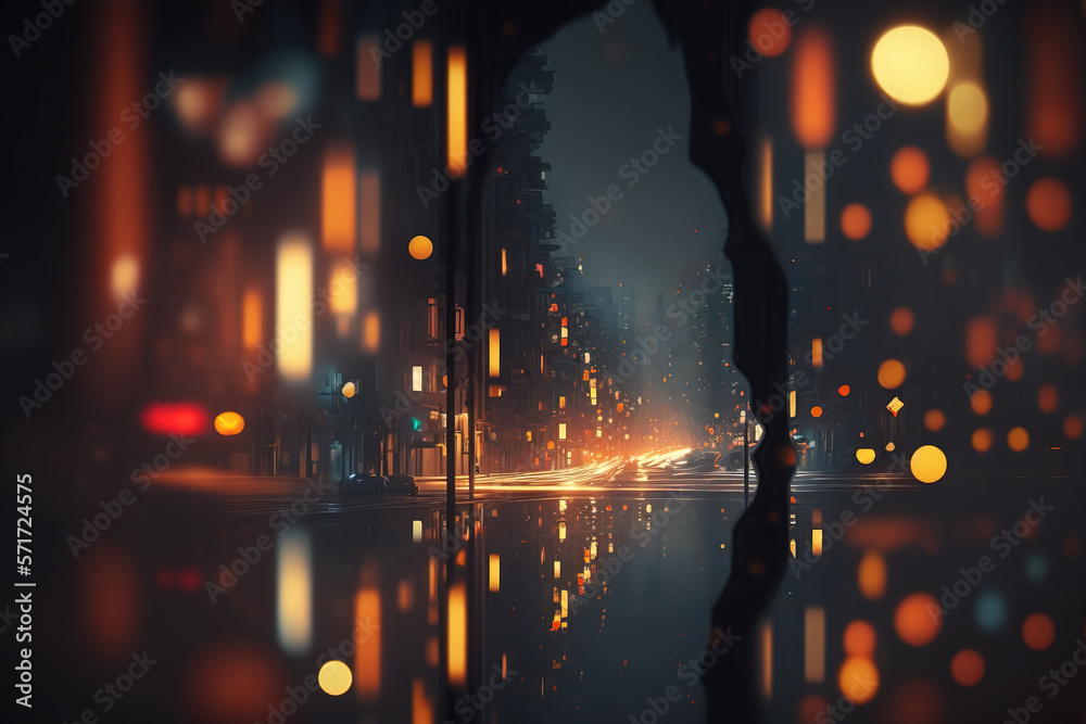 Night city lights. sketch art for artist creativity and inspiration. generative AI	