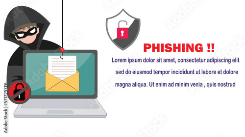 hacker man use note book computer stealing confidential data, personal information,Ransomware, malware, virus, extortion,data,lock.Vector concept Computer security and technology.