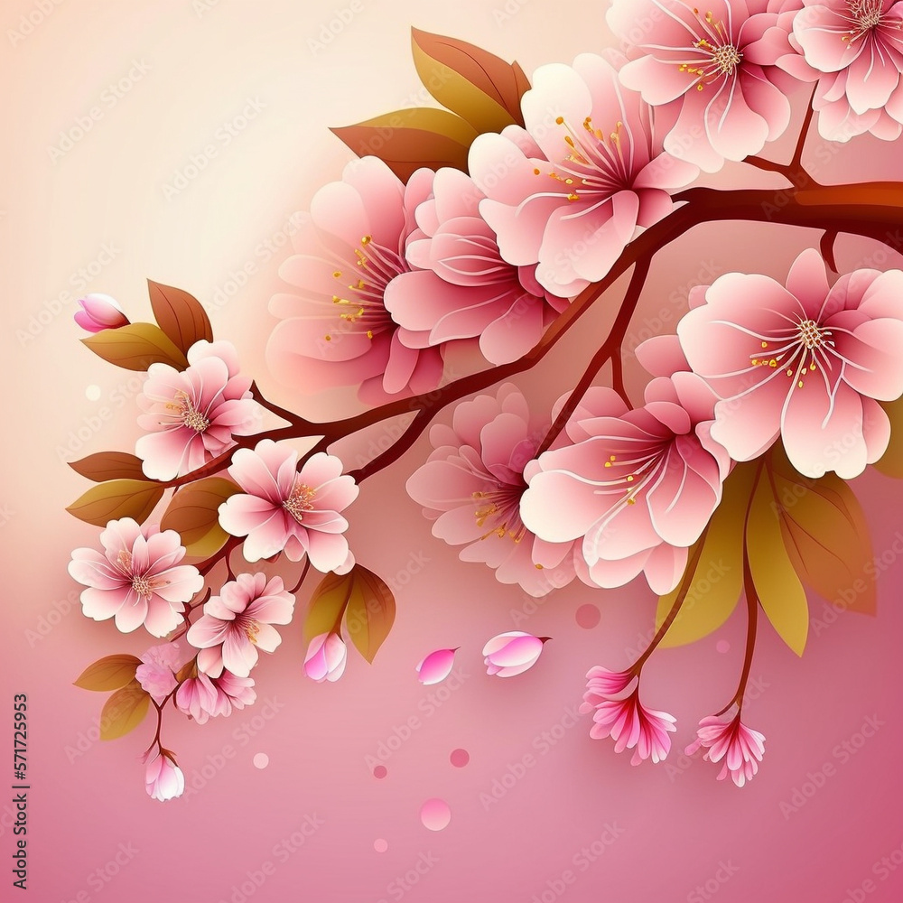 Cherry Blossom Serenity: A Delicate and Peaceful Springtime Scene Generative AI