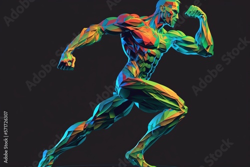 a abstract colorful fitness illustration of a running strong man © EOL STUDIOS