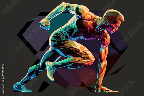a abstract colorful fitness illustration of a running strong man