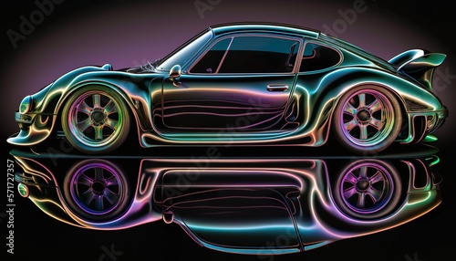 European luxury 1990s vintage classic expensive sports racing car vehicle neon synthwave vaporware retrowave black background