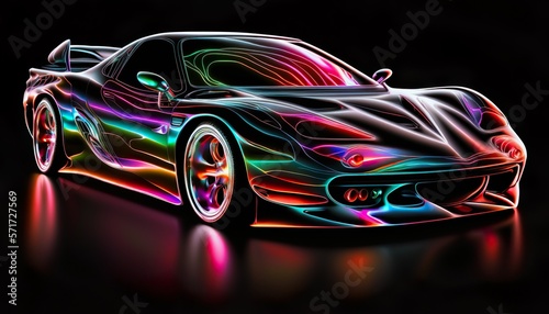 American luxury 1990s vintage classic expensive sports racing car vehicle neon synthwave vaporware retrowave black background