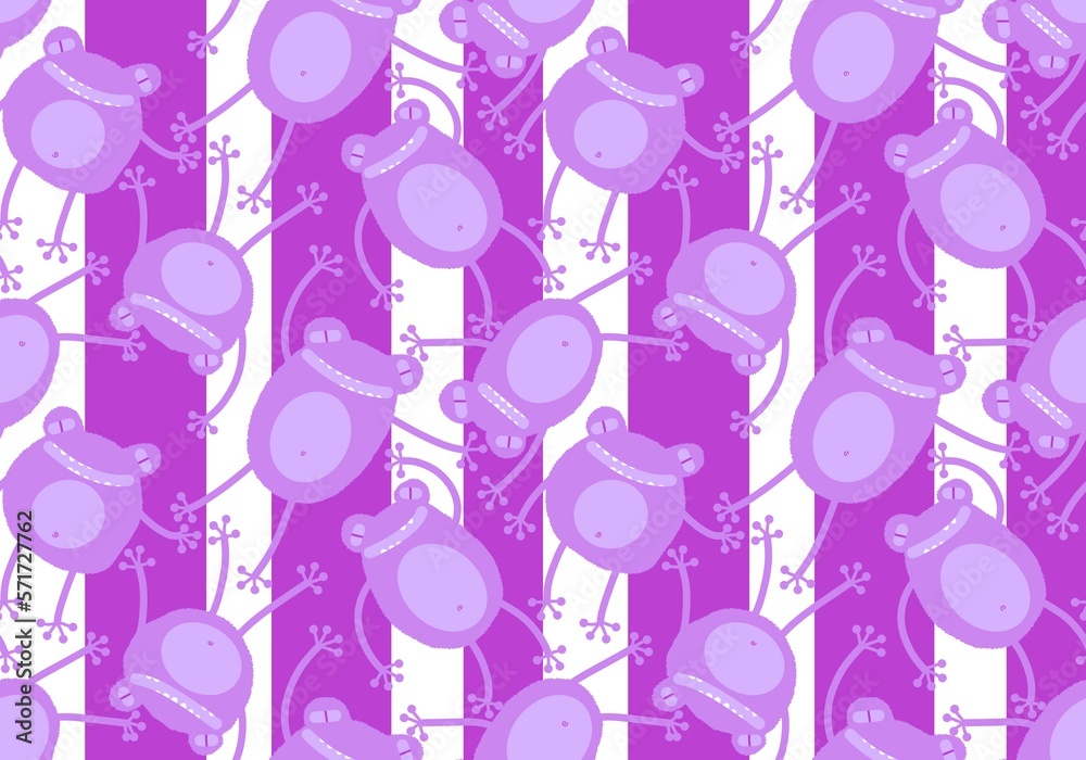 Fototapeta premium Cartoon animals seamless funny frogs pattern for wrapping paper and kids clothes print and fabrics and linens