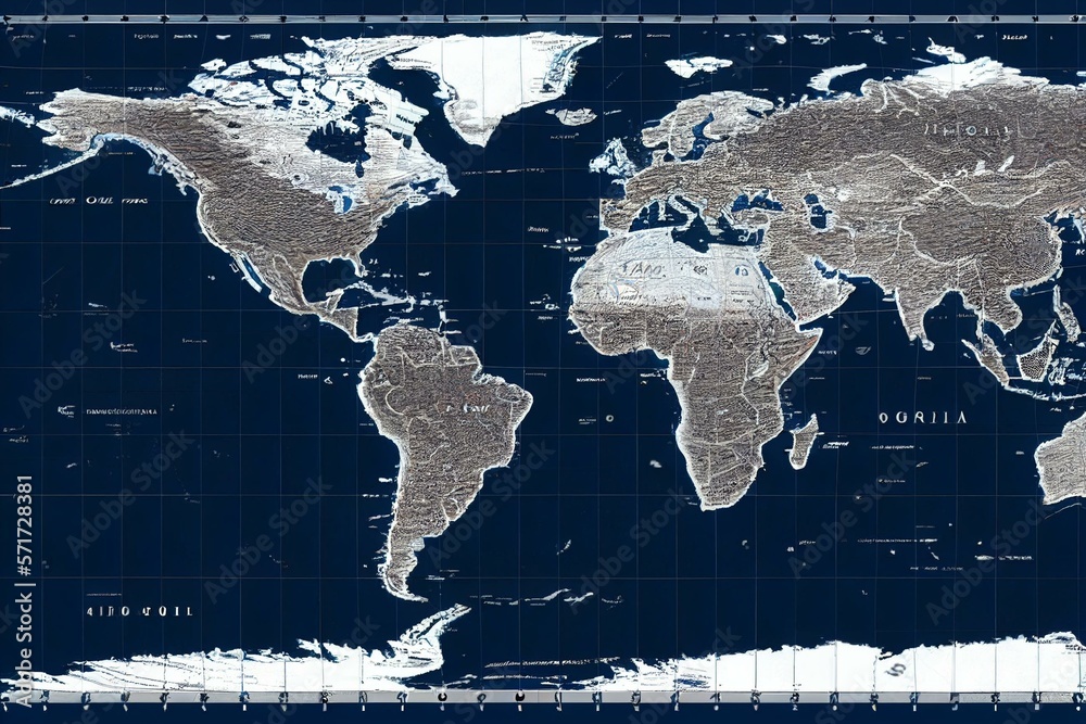 world globe map of the western hemisphere in blue and grey. Generative ...