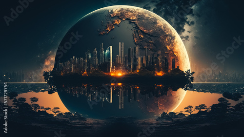 Earth at the night. Abstract wallpaper