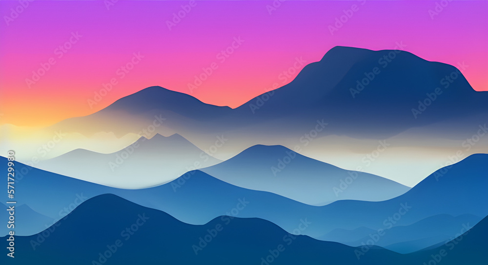 Simple Graphic Mountain Silhouette Landscape #50