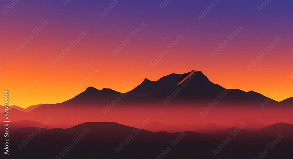 Simple Graphic Mountain Silhouette Landscape #42