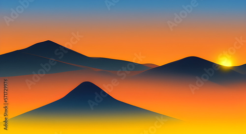 Simple Graphic Mountain Silhouette Landscape #52