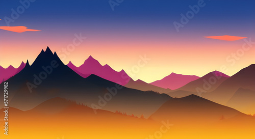Simple Graphic Mountain Silhouette Landscape #49