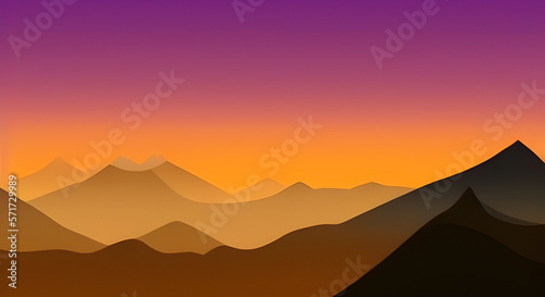 Simple Graphic Mountain Silhouette Landscape #46