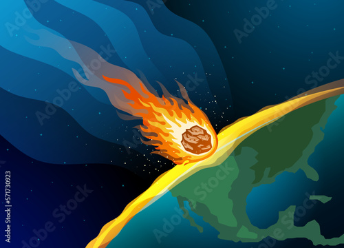 Big Fiery Meteor hitting the earth