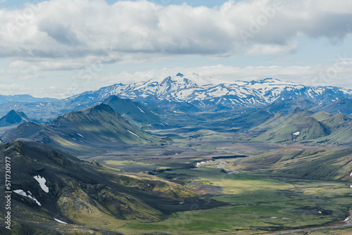 View of landscape in Iceland on a nice sunny day during famous Laugavegur trail © Renata