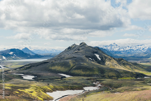 View of landscape in Iceland on a nice sunny day during famous Laugavegur trail