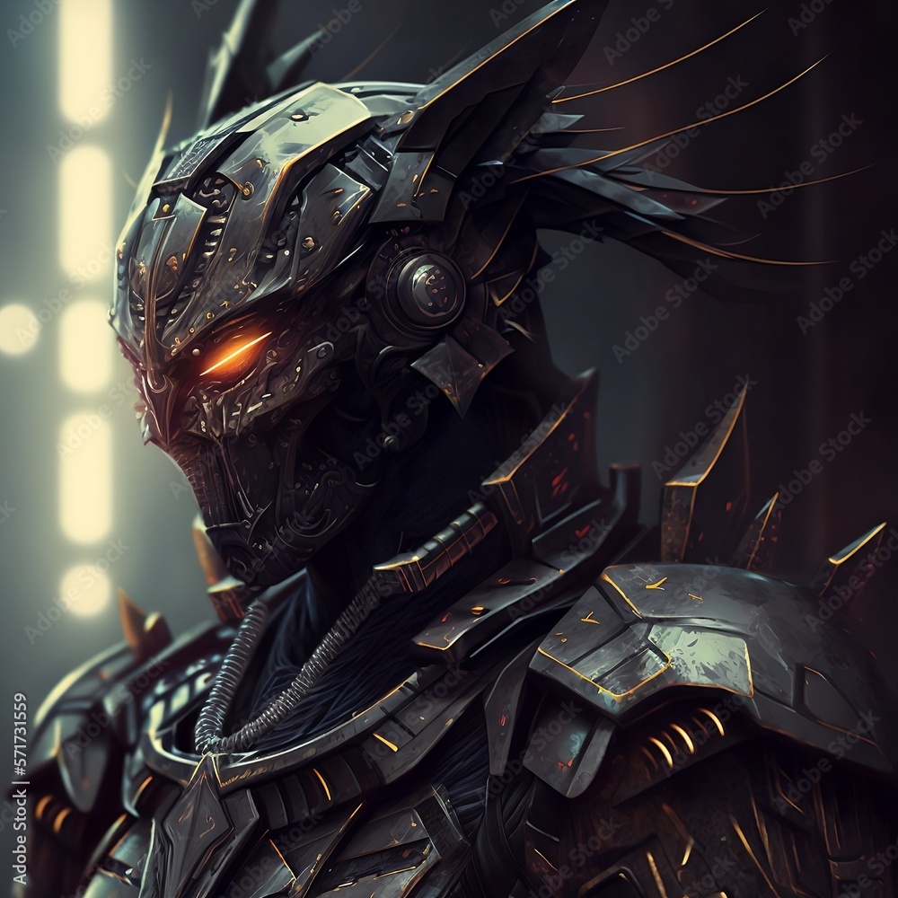 Fototapeta premium Portrait of cyber samurai 