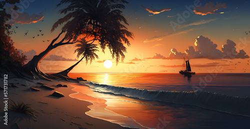 Escape to paradise where the sea meets the sky, and you hear is the peaceful rhythm of the waves lapping at the shore. Breathe in fresh ocean air, and feel the sand between your toes, Generative AI 