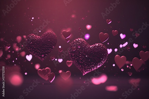 Heart sparkles, Bokeh blur, Cinematic look, Blurring lights bokeh background of pink hearts
