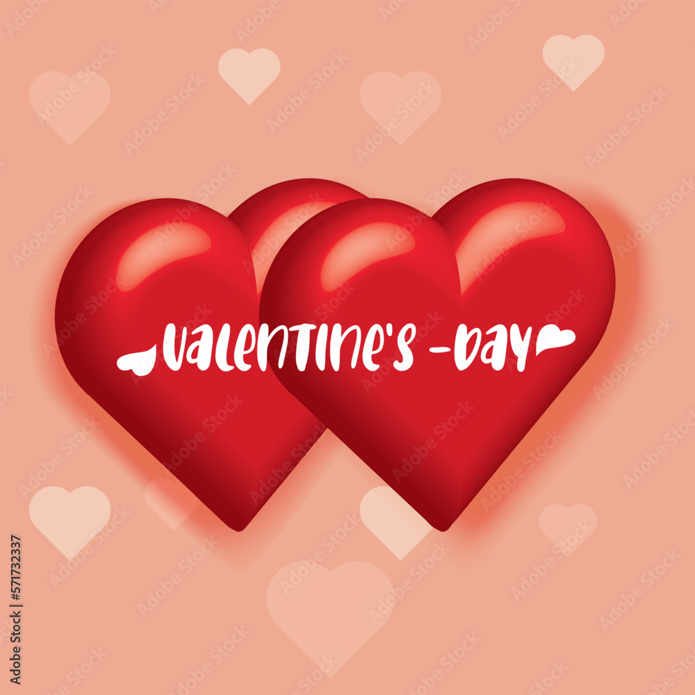 3d love in moment Valentines Day.
Vector illustration. 