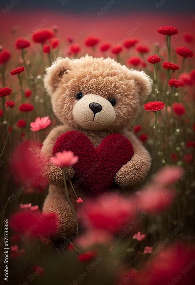 teddy bear holding a red heart