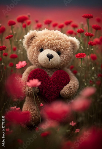 teddy bear holding a red heart