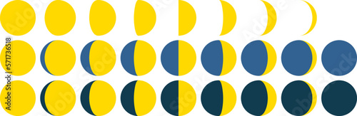 25種類の黄色い月と三日月のセット