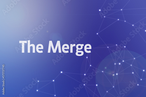 Title image of the word The Merge. It is a Web3 related term.