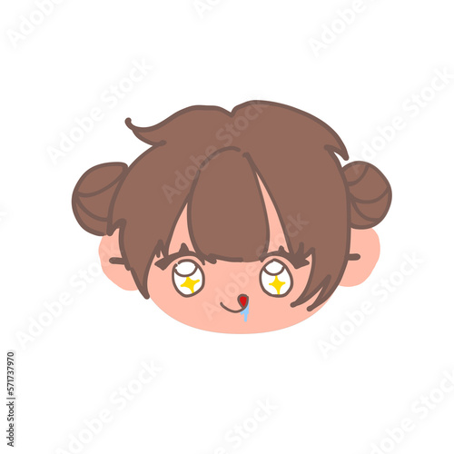 Cute hungry girl character, PNG transparent, hand drawing cartoon.