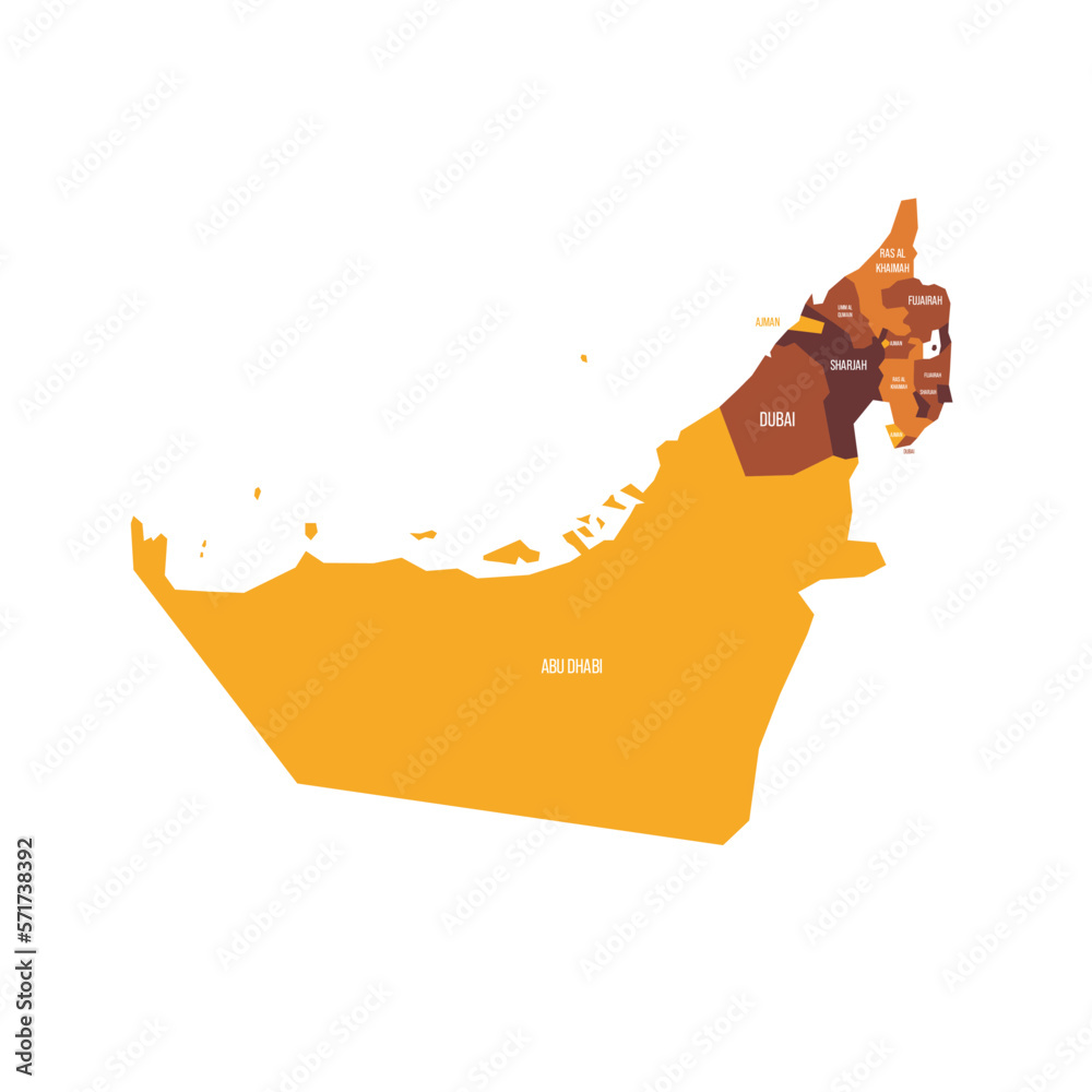 United Arab Emirates political map of administrative divisions