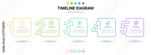 Vector infographic design template with 5 options or steps squre shape.Can be used for workflow layout, diagram, banner, webdesign. Vector illustration on white background.