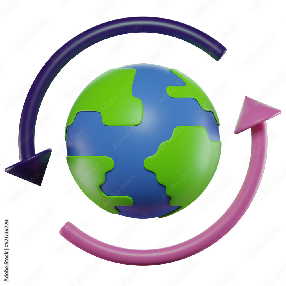 Fototapeta premium 3D Illustration Earth Rotation Icon 